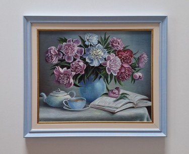 Oil on canvas - Vase with peonies, beautiful painting!