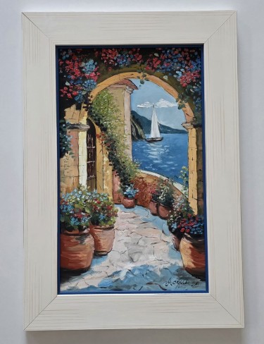 Oil on hardboard - Landscape from the sea 2, beautiful by Dusko Dule