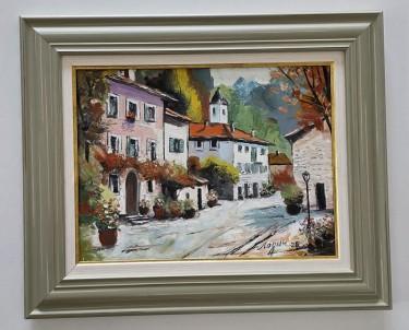 Oil on canvas - Old town street by Dusko Dule