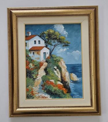 Oil on canvas - House above the sea, beautiful by Dusko Dule