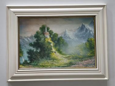 Oil on canvas - Church on the hill by Dusko Dule