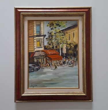 Oil on hardboard - Cafe in Paris, beautiful painting!