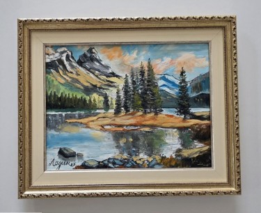 Oil on canvas - Mountain lake, beautiful by Dusko Dule