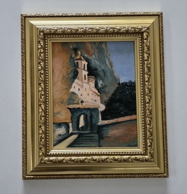 Oil on canvas - Ostrog, a beautiful painting by Dusko Dule