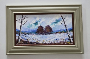 Oil on canvas - Winter day, beautiful picture by Dusko Dule