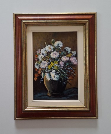 Oil on hardboard - Flowers in a vase, picture number two