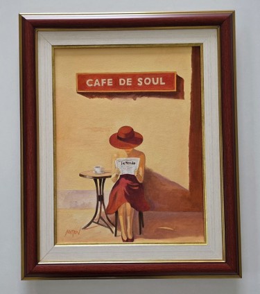 Oil on canvas - Red Hat, beautiful painting by Dusko Dule