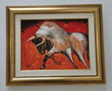 Oil on canvas - Bull, beautiful picture by Dusko Dule