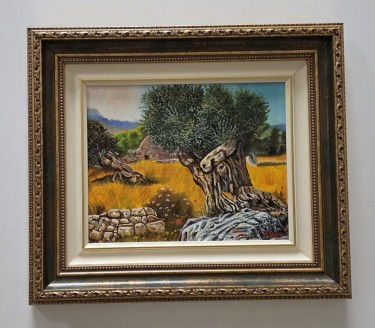Oil on canvas - By the old olive tree, a beautiful painting by Dusko Dule