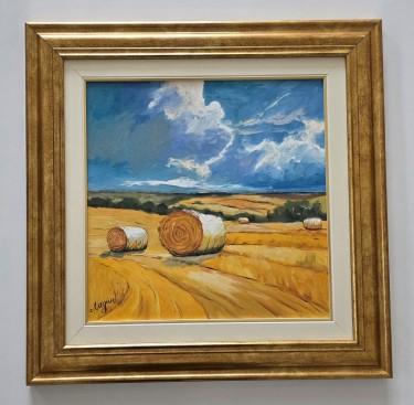 Oil on canvas - Harvest before the rain, a beautiful painting by Dusko Dule