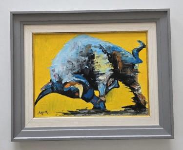 Oil on canvas - Colorful Bull, beautiful painting by Dusko Dule