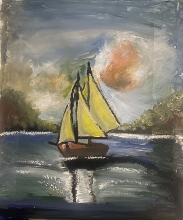 Sailboats at dusk by Biljana Pejcic