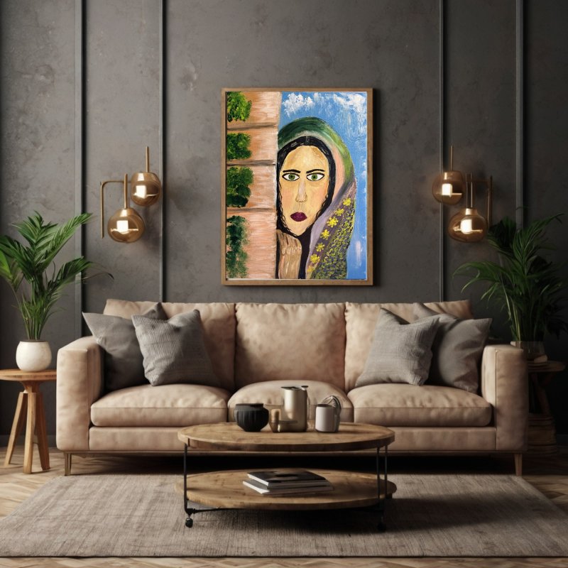 A girl with a scarf, Painting Jelena Lukić