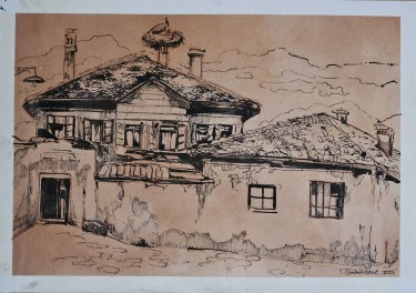 Stork on the chimney by Sandra Ninić Petrić