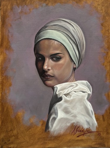 A girl with a scarf by Stevan Sucevic