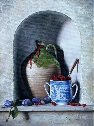 Cup and Plums by Stevan Sucevic