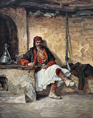 Warrior at the fireplace by Stevan Sucevic
