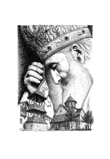Drawing of Serbian Patriarch Pavle by Miroslav Jovanovic