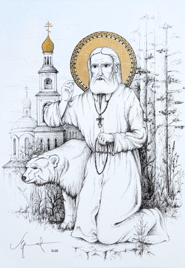 St Seraphim of Sarov by Miroslav Jovanovic