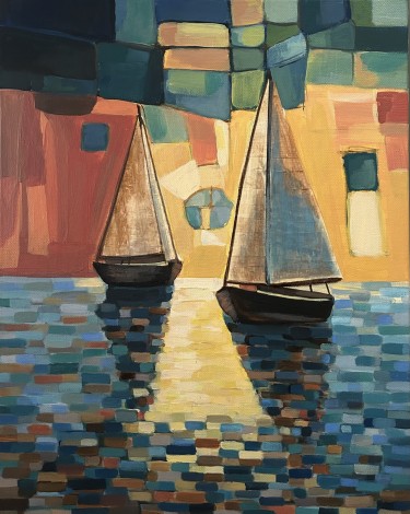 Sailboats at dusk by Magdalena Nikolic