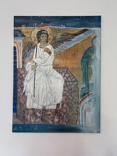 The famous White Angel fresco from the Mileševa Monastery by Atelier Zmijanjski Vez