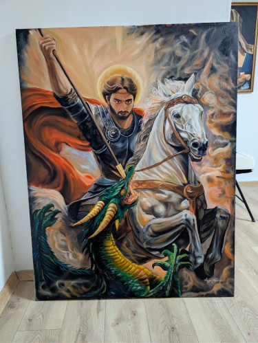 Saint George the Victorious – Slaying the Dragon, oil on canvas 100×130cm by Danijel Nedeljkovic