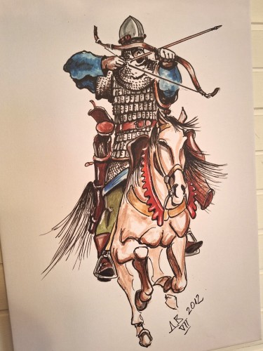 Serbian mounted archer 13th c by Dusan Vasiljevic