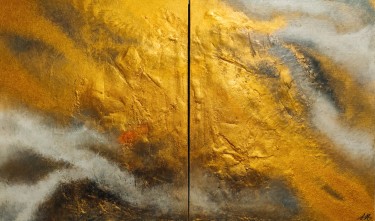 Golden nebula diptych by Modern Art Studio Modro Zeleno
