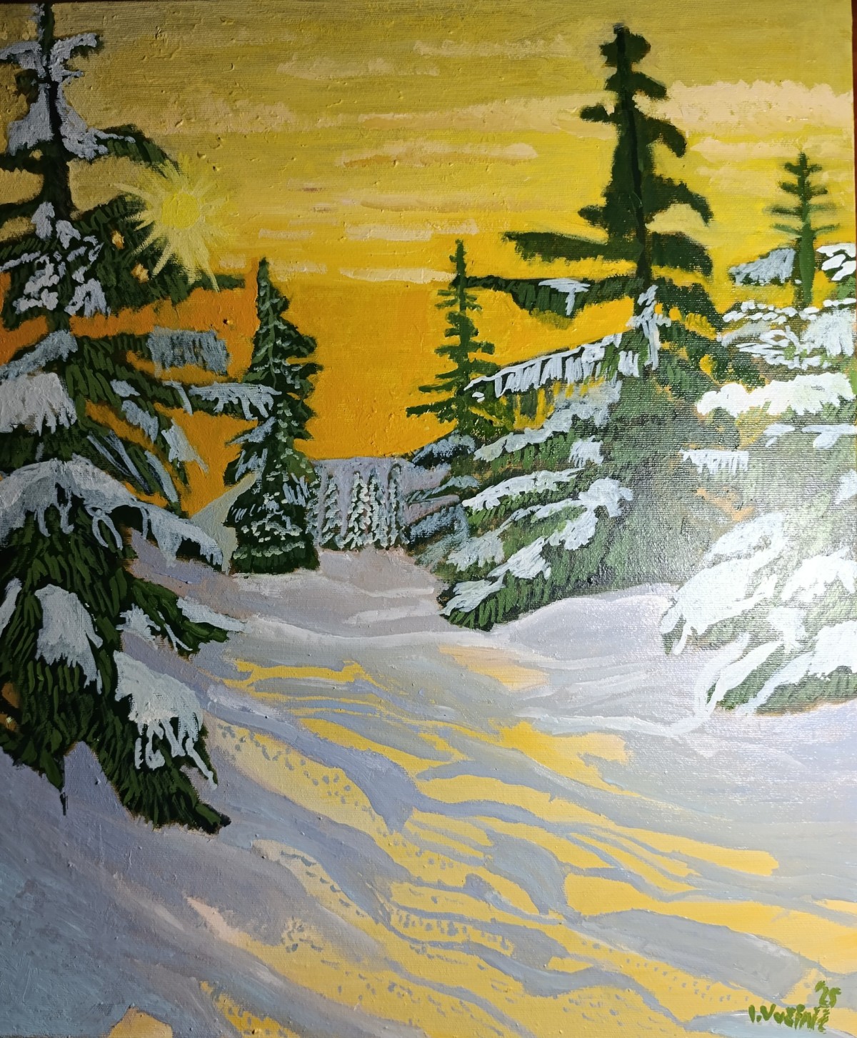 Winter with fir trees