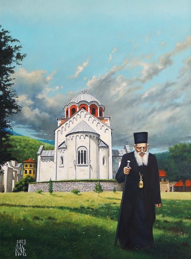 Patriarch Pavle in Studenica by Dragan Raskov Milosevic
