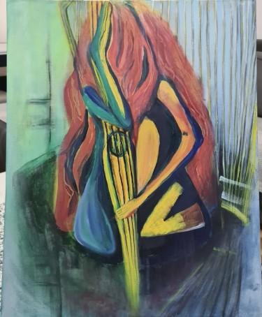 Girl with a double bass by Olivera Vojnovic