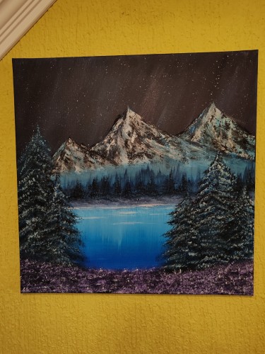 Mountain landscape on a winter night by Jovana Usljebrka