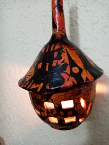 Decoupage burner for Halloween handmade by Maja Živković