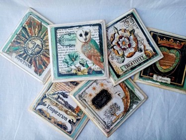 Decoupage coasters for glasses and cups set with stand by Maja Živković