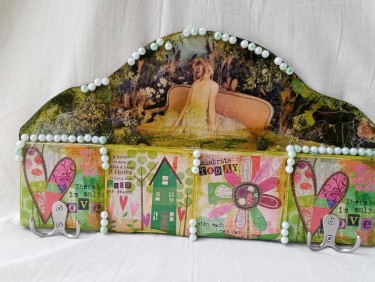 Decoupage wooden wall decoration with beads by Maja Živković