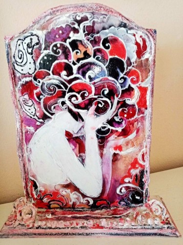 Decoupage table 3D picture Lady by Maja Živković