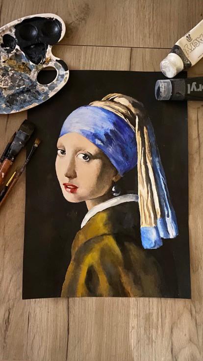 Girl with a pearl earring , reproduction