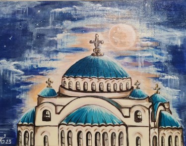 Night over the Temple of Saint Sava by Ljiljana  Petrović