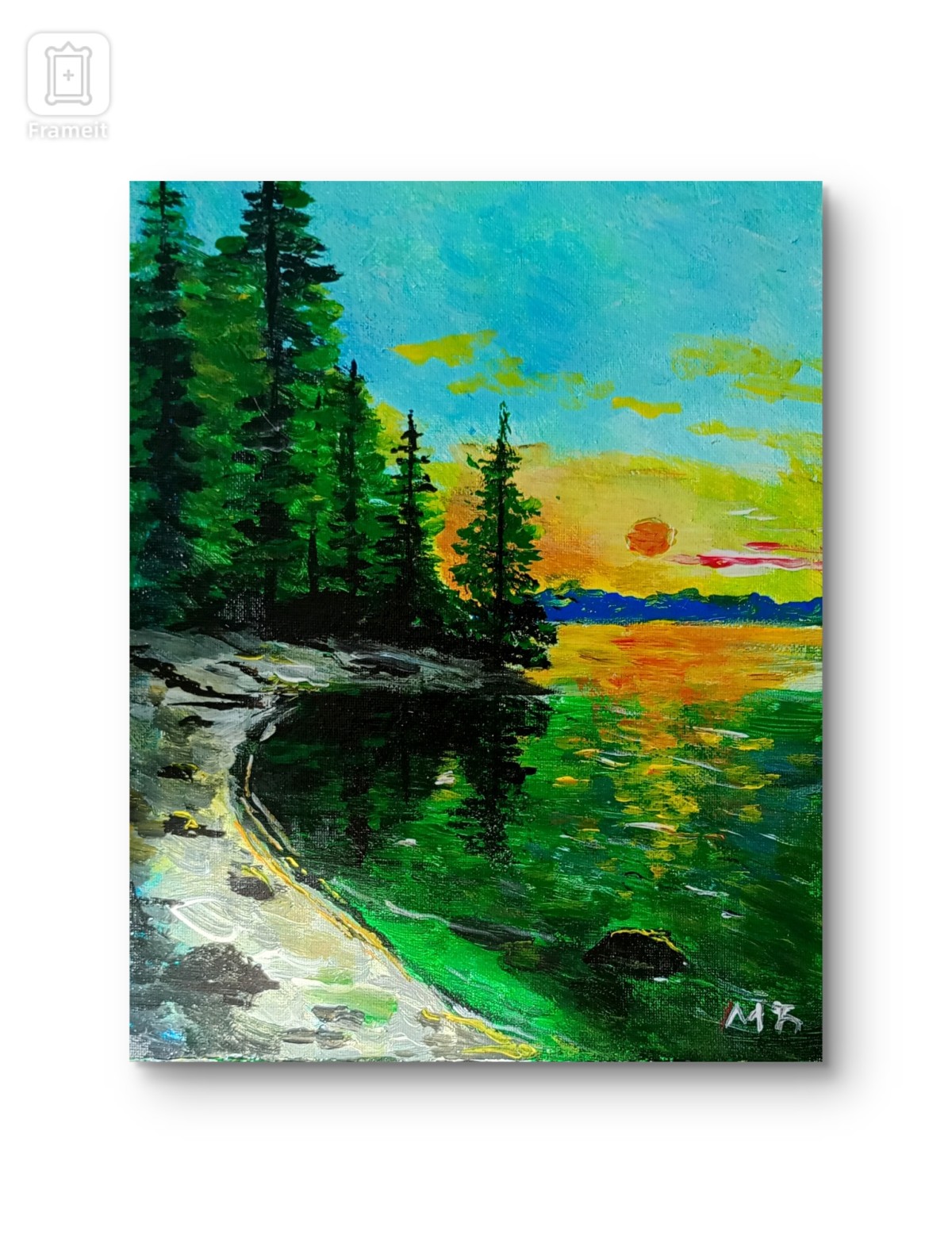 Golden sunset over the lake