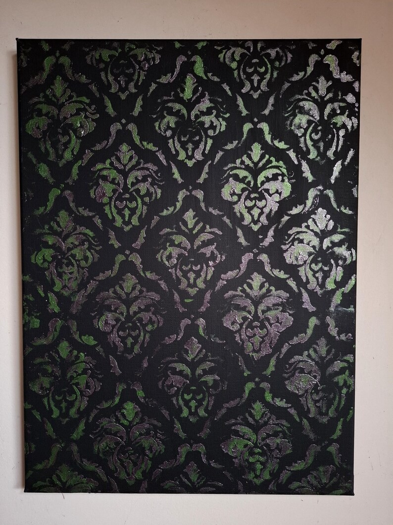 Purple green Damask