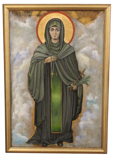 Icon of Saint Paraskevi – Byzantine Style, Oil on Canvas by Mirjana Zivković