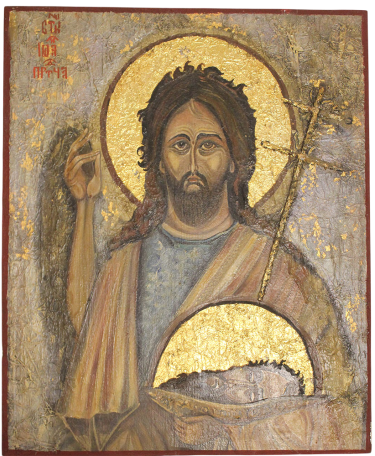Icon of Saint John the Baptist – Byzantine Style, Oil and Pigments on Wood by Mirjana Zivković