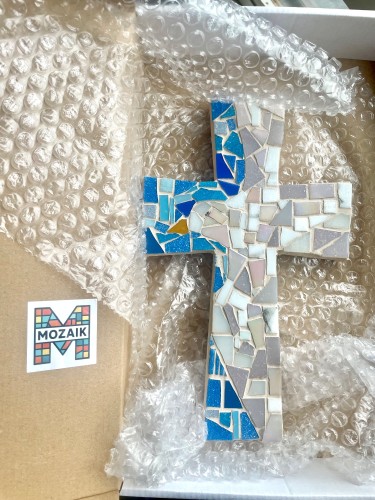 Mosaic cross dove by Marijana Djukic