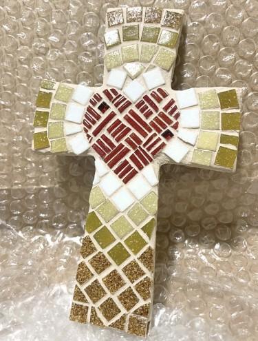 Cross mosaic with a heart by Marijana Djukic