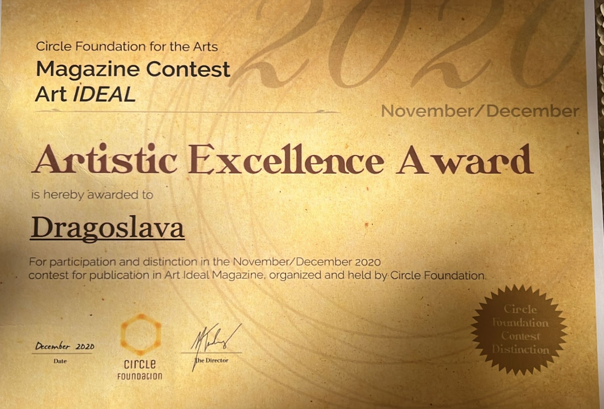 Artistic Excellence Award