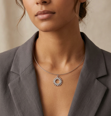 Minimalist necklace with Sun zircon pendant by Maja D