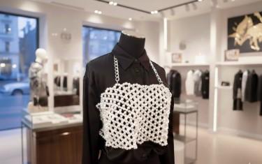 Unique art-top Pearl – Hand-woven corset of pearls by Maja D