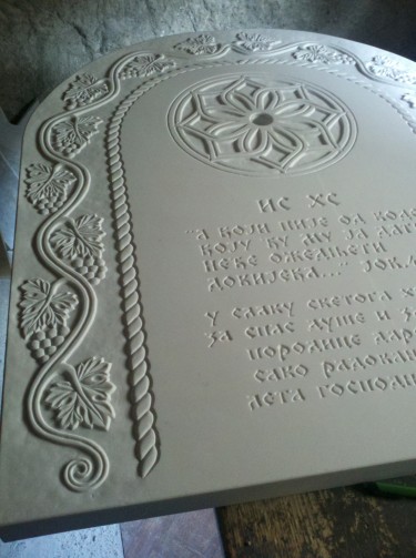 carved marble fountain plaque by Sasa Kolbas