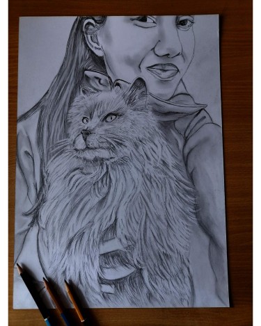 girl with her cat by Ana Markovic