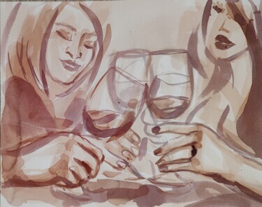 Women Whit Wine by Kovačević Mira, Slikanje vinom